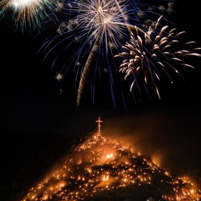 Festa della Madonna di Maggio a Sant'Oreste, montagna infuocata e fuochi d'artificio